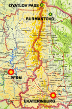 dyatlov pass incident map